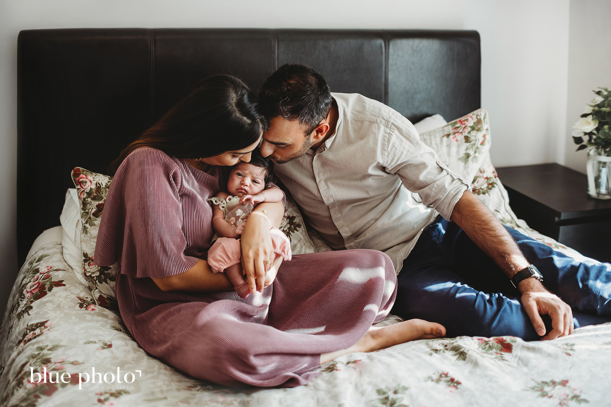 Sophia and her parents - lifestyle newborn photography in North London 